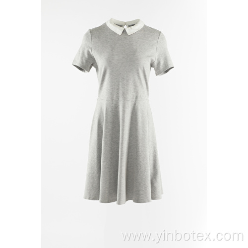 Grey Knitted Dress With Peter Pan Collar